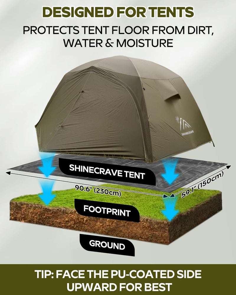 SHINECRAVE Premium Tent Footprint, PU3000, Oxford Ripstop Fabric, Durable,Tarp Ground Sheet for 2 Person Backpacking Tent Floor Protector for Hiking, Camping, Beach and Picnic (Rectangle(90.6" L x 59" W) - Image 4