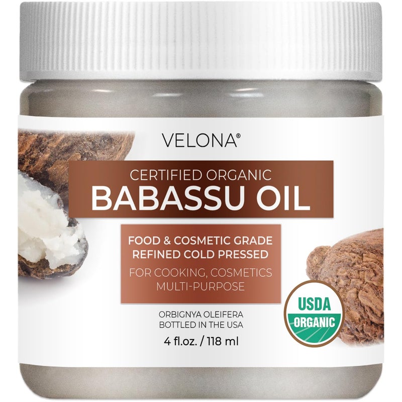 velona Babassu Oil USDA Certified Organic - 4 Fl Oz | 100% Pure and Natural Carrier Oil | Refined, Cold Pressed | Face, Hair, Body & Skin Care and Cooking | Use Today - Enjoy Results - Image 1