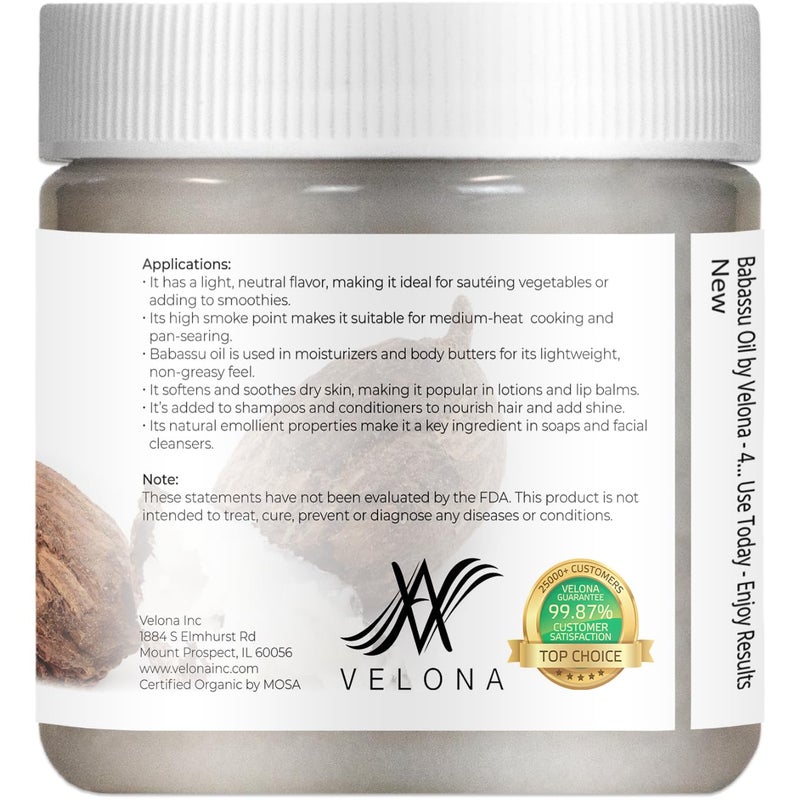 velona Babassu Oil USDA Certified Organic - 4 Fl Oz | 100% Pure and Natural Carrier Oil | Refined, Cold Pressed | Face, Hair, Body & Skin Care and Cooking | Use Today - Enjoy Results - Image 4