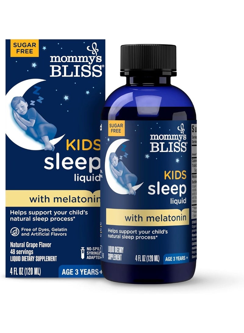 Mommy's Bliss Kids Sleep Liquid with Melatonin & Calming Herbs | Supports The Natural Sleep Process for Children 3 Years & Up | Grape Flavor | Sugar Free| 4 Fl Oz (60 Servings), pack of 1 - Image 1