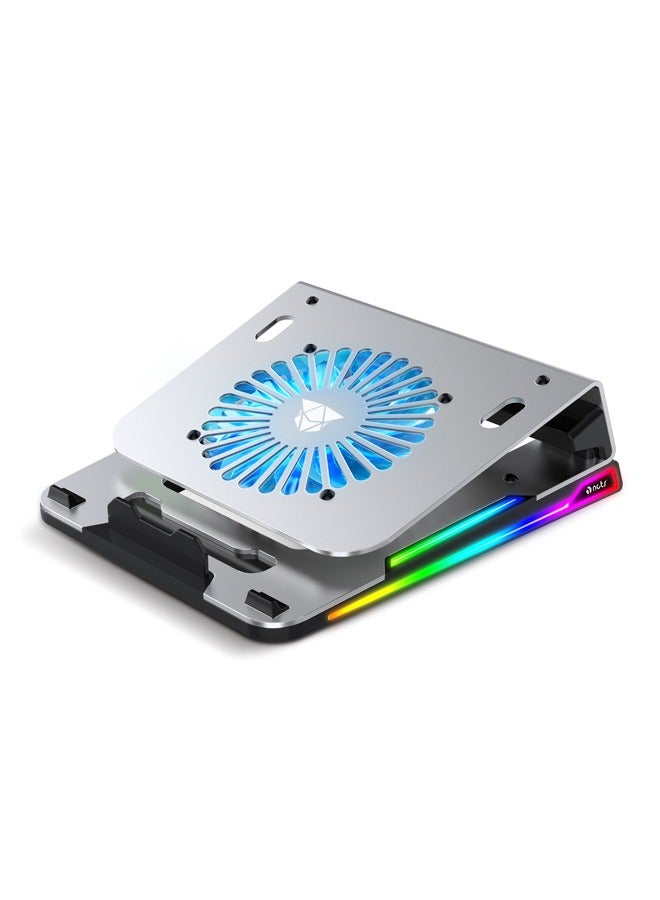 NCTS AL11R RGB Gaming Laptop Cooler, Ergonomic design with Quiet Cooling Fan for 15.6''inch laptop and below, Colorful RGB ambient light, seven lighting modes available,4 USB Ports,GTIN:6295151550007