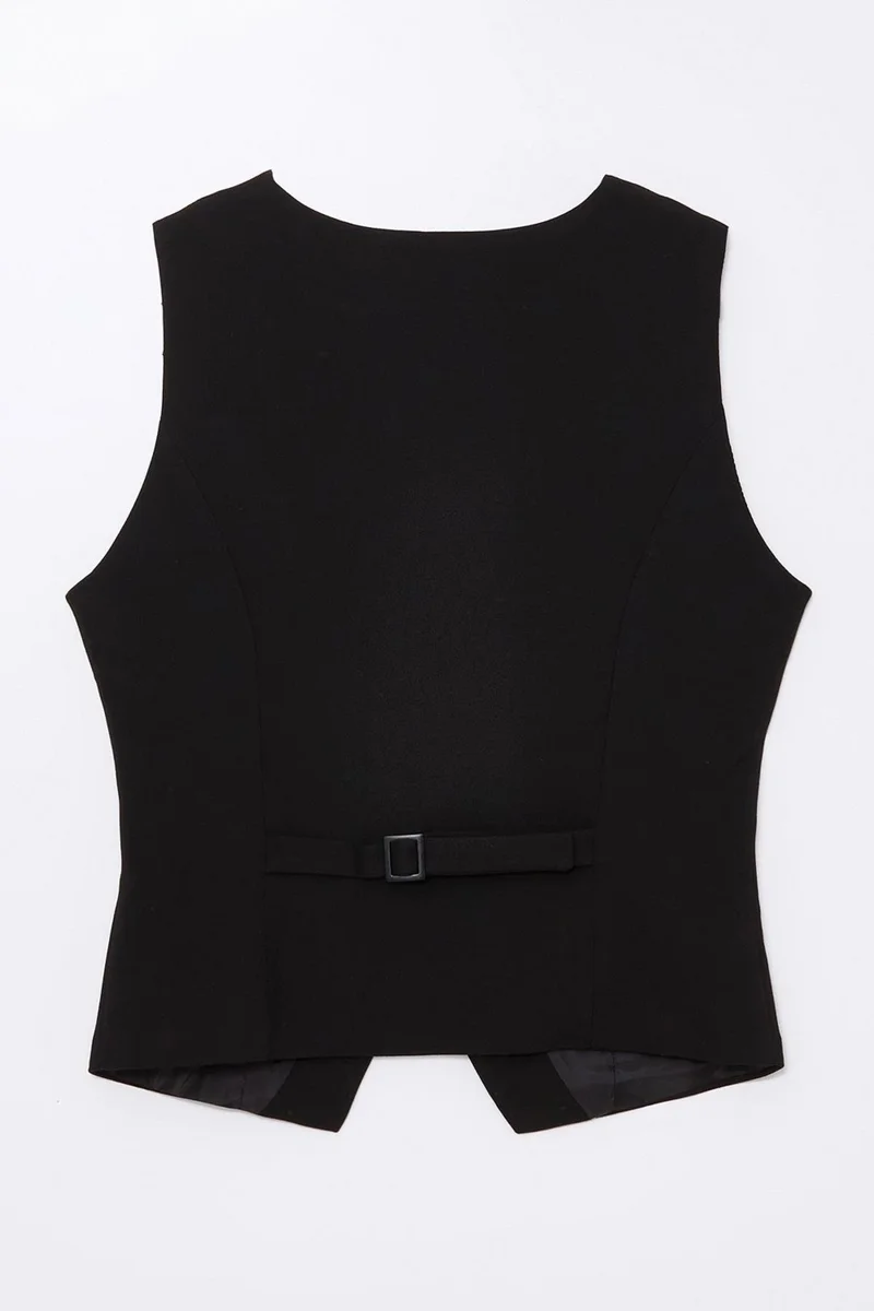 بيسز اوف ميلون Black V-Neck Dart Detailed Lined Vest
