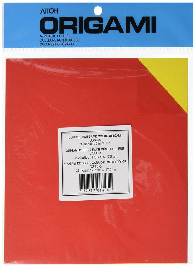 Aitoh Origami Paper 7"X7" 36 Sheets, Assorted Double Sided Colors - Image 1