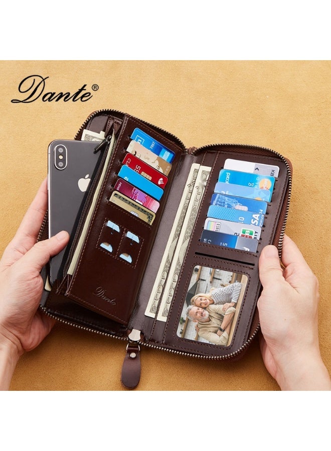 دانتي حقيبة يد جلدية للرجال - محفظة طويلة مع حماية RFID من السرقة - Image 2