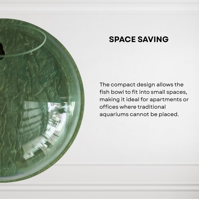 7pets Wall Mount 9-inch Green Round Shape Fish Bowl – Without Stand | Modern Aquarium for Home, Office & Café Décor | Space Saving & Compact Design | Elegant Fish Tank & Plant Terrarium - Image 3