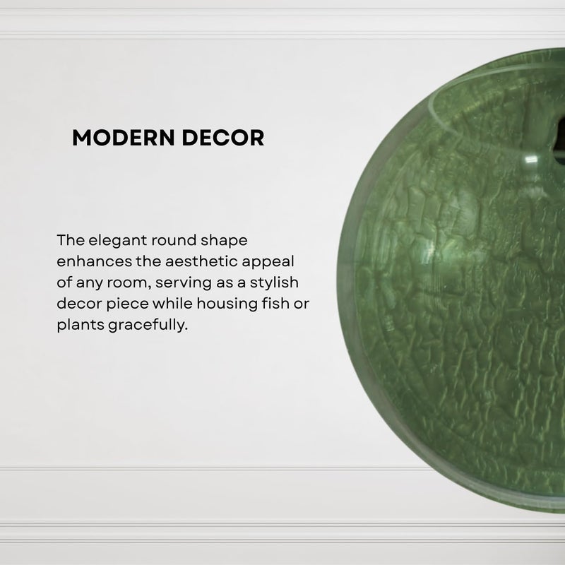 7pets Wall Mount 9-inch Green Round Shape Fish Bowl – Without Stand | Modern Aquarium for Home, Office & Café Décor | Space Saving & Compact Design | Elegant Fish Tank & Plant Terrarium - Image 4