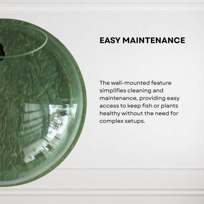 7pets Wall Mount 9-inch Green Round Shape Fish Bowl – Without Stand | Modern Aquarium for Home, Office & Café Décor | Space Saving & Compact Design | Elegant Fish Tank & Plant Terrarium - Image 5