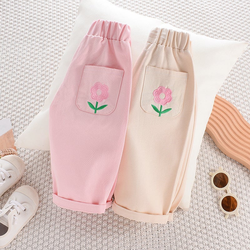 Girl'S Pants Spring 2023 Summer Western Style Loose Baby'S Carrot Pants Girl'S Casual Straight 9-Point Pants - Image 3
