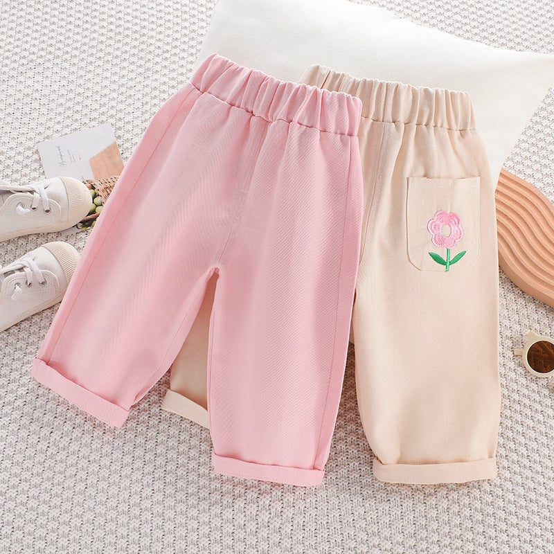 Girl'S Pants Spring 2023 Summer Western Style Loose Baby'S Carrot Pants Girl'S Casual Straight 9-Point Pants - Image 2