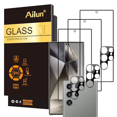 Ailun Glass Screen Protector for Galaxy S24 Ultra [6.8 Inch] 3Pack + 3Pack Camera Lens Tempered Glass Fingerprint Unlock 0.25mm Ultra Clear Anti-Scratch Case Friendly [Not For S24/S24 Plus] - Image 1
