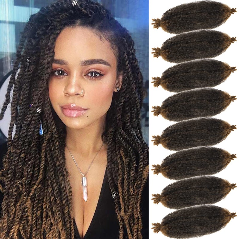 Springy Afro Twist Hair 8 Packs Marley Twist Braiding Hair Pre Separated Spring Twist Hair for Faux Locs Crochet Hair Kinky Twist for Braiding Synthetic Hair Extensions T30 18inchPack of 8