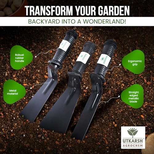Utkarsh 1, 2 & 3 Inch Khurpis for Gardening Accessories | Rust-Free Khurpi Spade for Home Garden | Essential Plant Tools Combo for Soil Tilling, Digging | Terrace Indoor Outdoor Tool Kit - 3 PCs - Image 3