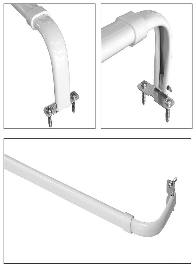 Kowibcl Curtain Rod Hooks Curtain Rod Bracket, 4 Pcs Curtain Rod Holders with Screws, Wall Mounted Single Curtain Rod Hangers Hooks for Home Office - Image 2