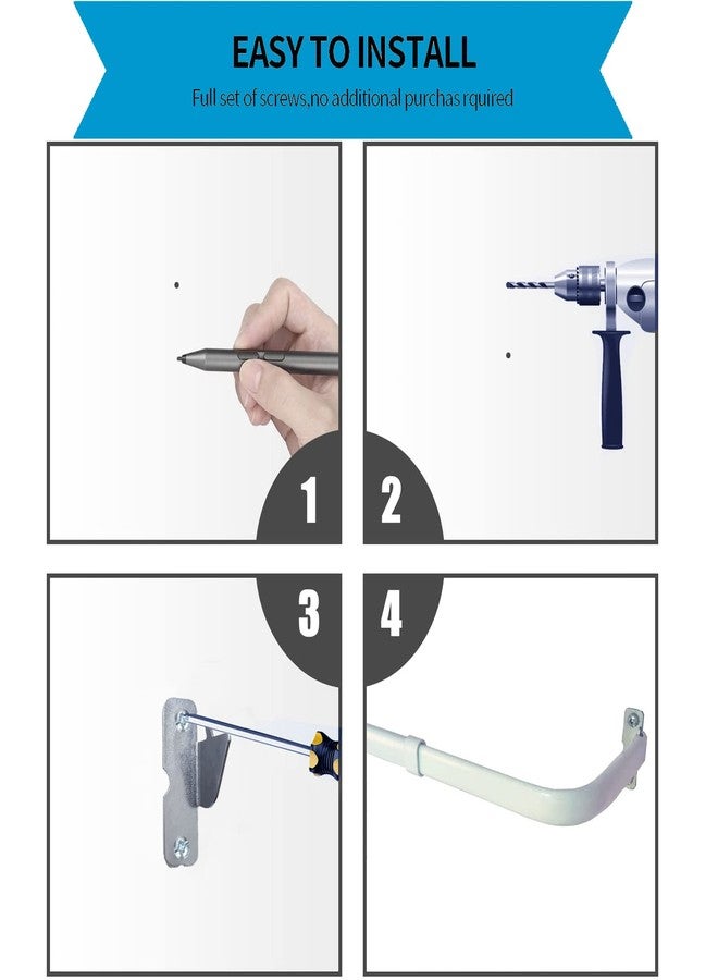Kowibcl Curtain Rod Hooks Curtain Rod Bracket, 4 Pcs Curtain Rod Holders with Screws, Wall Mounted Single Curtain Rod Hangers Hooks for Home Office - Image 4