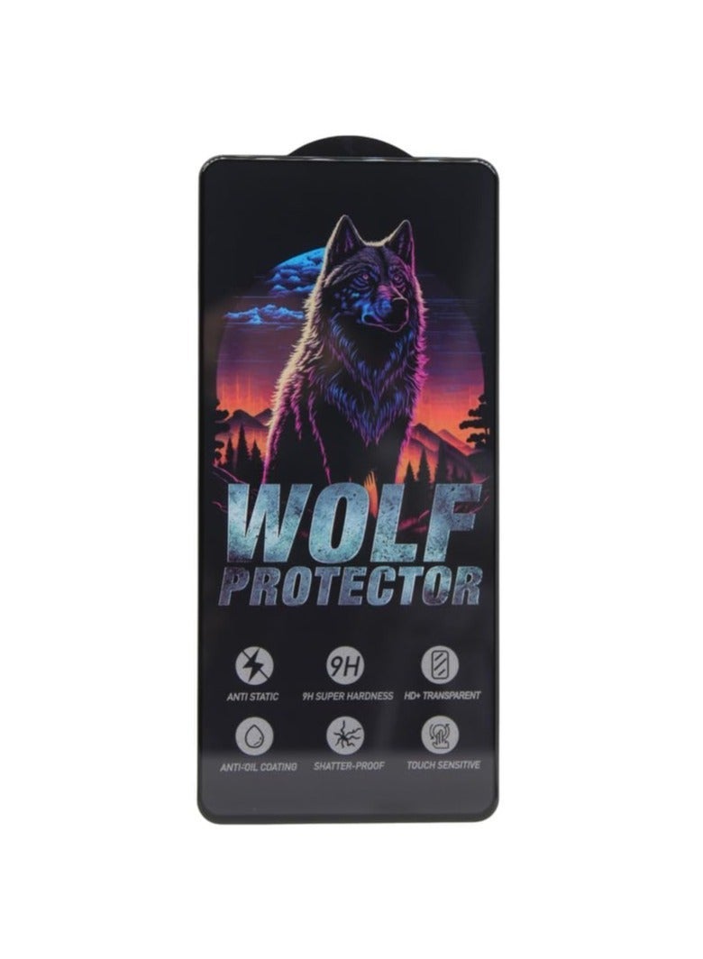 Wolf Protector Design Tempered Glass Screen Protector for Xiaomi Redmi Note 13 - Clear & Black - Image 1