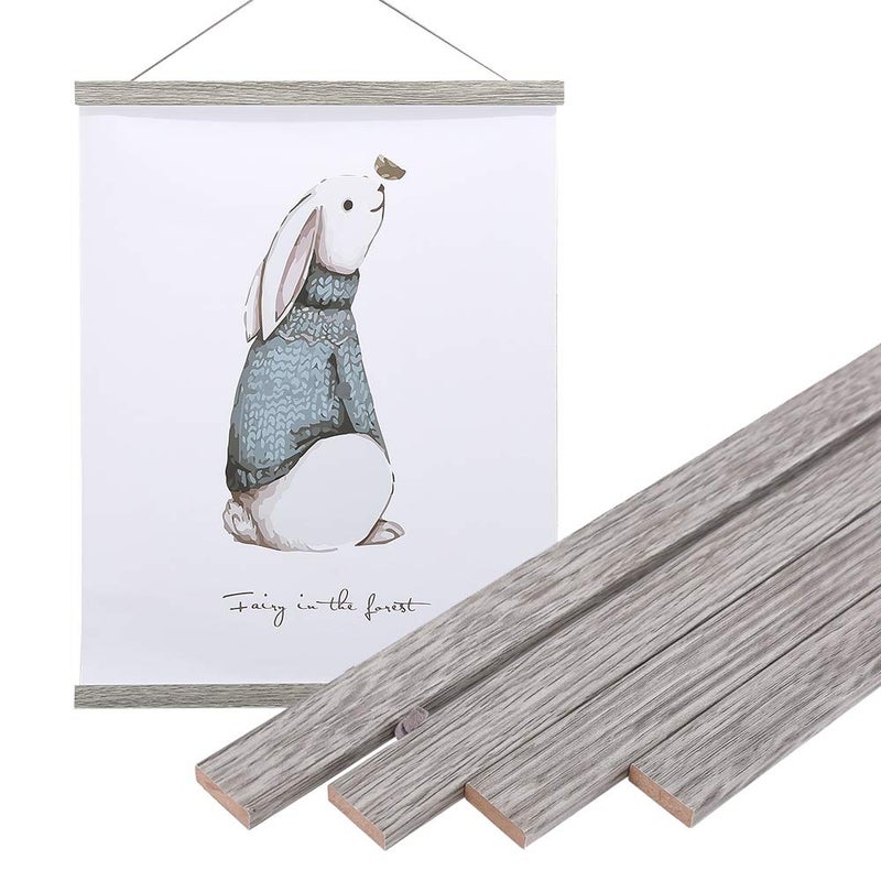 Artmag Magnetic Poster Hanger Frame, Light Wood Wooden Magnet Canvas Artwork Print Poster Hangers for 10x14 10x16 10x20 Frames Hanging Kit (Grey, 10") - Image 1