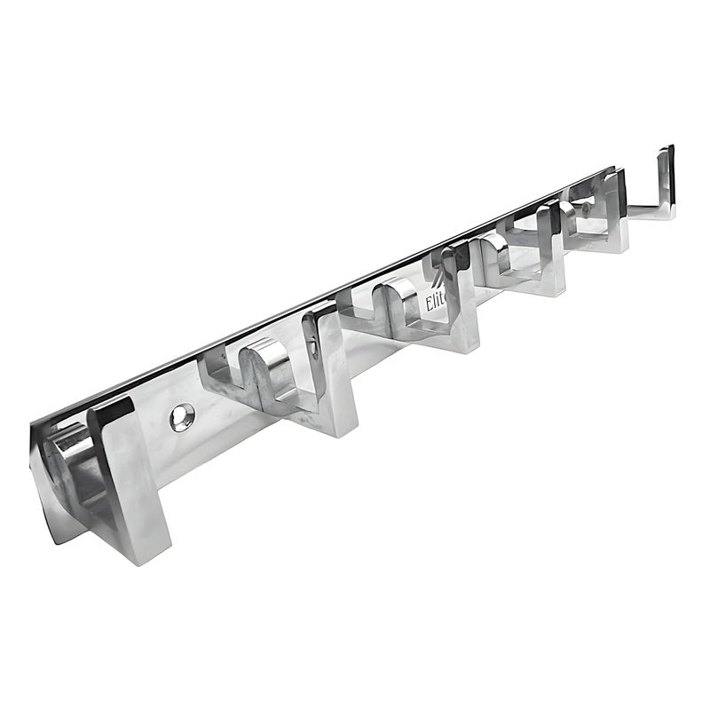 ELITONE Aluminum L Type Hook Rail with 6Hooks for Walls of BathroomKitchenDoorHook Rail Bar for Clothes HangerTowel BarsKeysPack of 2Chrome Finish - Image 3