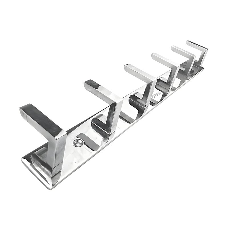 ELITONE Aluminum L Type Hook Rail with 6Hooks for Walls of BathroomKitchenDoorHook Rail Bar for Clothes HangerTowel BarsKeysPack of 2Chrome Finish - Image 4