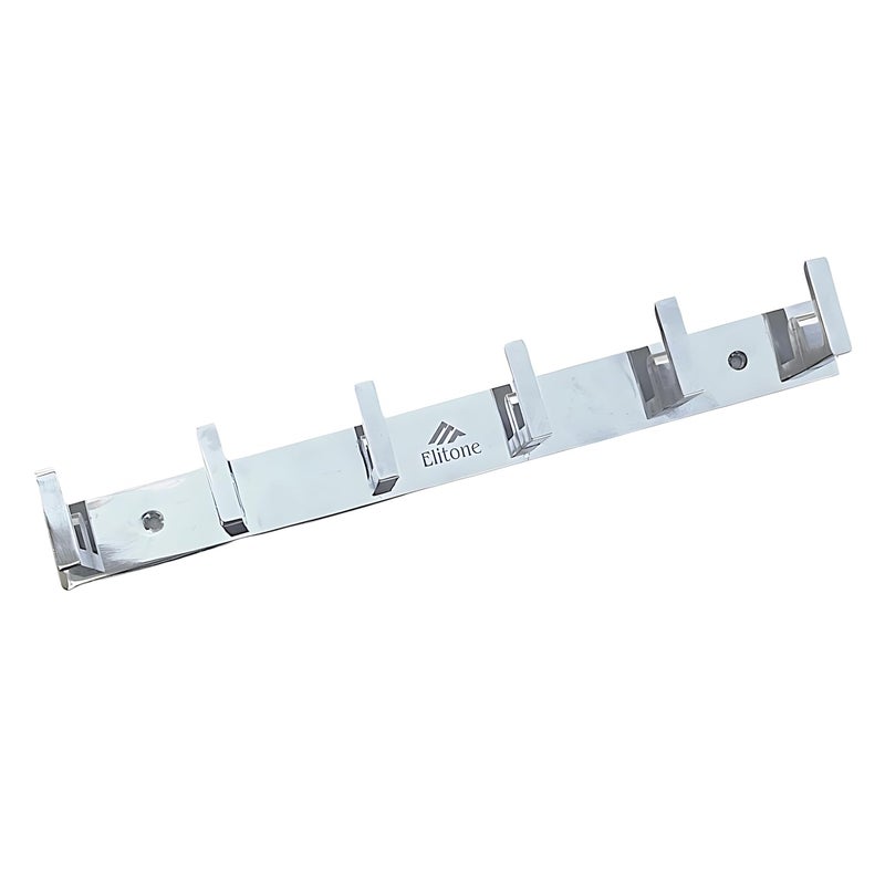 ELITONE Aluminum L Type Hook Rail with 6Hooks for Walls of BathroomKitchenDoorHook Rail Bar for Clothes HangerTowel BarsKeysPack of 2Chrome Finish - Image 5