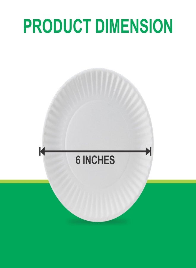Concession Essentials 6" Paper Plates Uncoated, Disposable Dessert Plates for Everyday Use, White, Pack of 200ct - Image 4