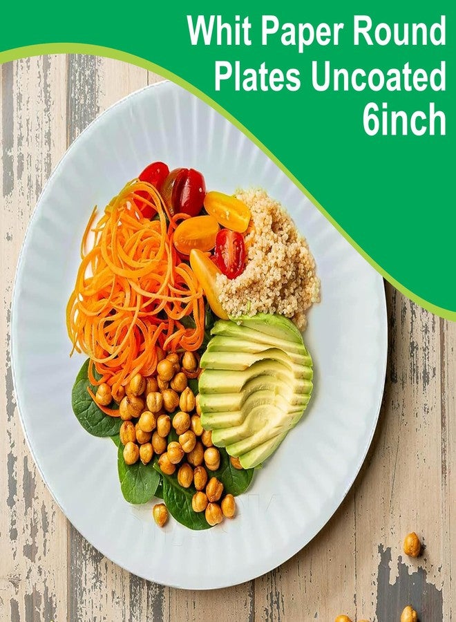 Concession Essentials 6" Paper Plates Uncoated, Disposable Dessert Plates for Everyday Use, White, Pack of 200ct - Image 3