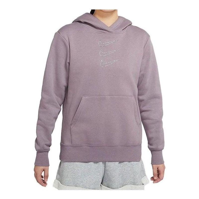 Nike (WMNS) Nike Rhinestone Fleece Hoodie 'Purple' - Image 1