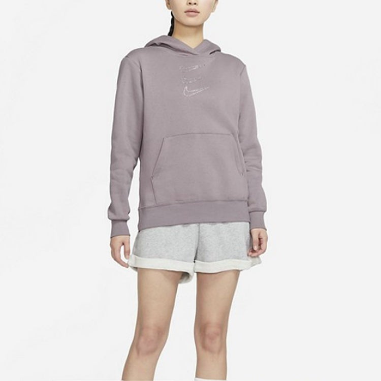 Nike (WMNS) Nike Rhinestone Fleece Hoodie 'Purple' - Image 2