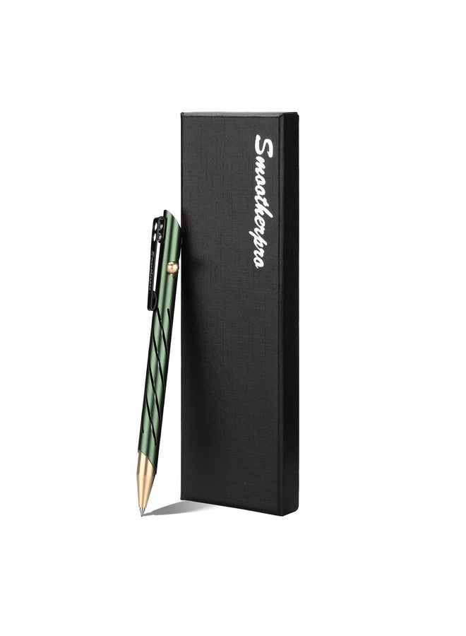 SMOOTHERPRO Bolt Action Pen With Brass Cap Stainless Steel Pen Clip Balanced Weight Compatible With Parker Gel Refills For Office Car Pocket Signature Outdoor Green (Tp331Gn)  - Image 1