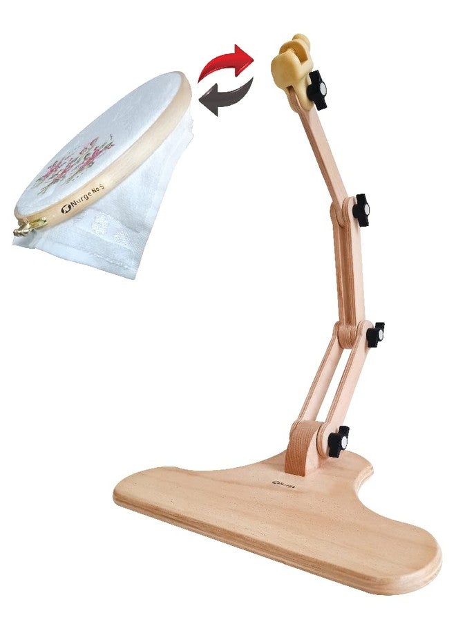 Nurge Adjustable Embroidery Table Stand, Cross Stitch Hoop Stand, Embroidery Hoop Holder. Hand Polished Natural Wood. ( Model No:190-4) - Image 1