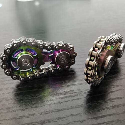 Bitopbi Sprocket Fidgets Chain Stainless Steel Fidget Cube Gears Linkage Bike Chain Novelty Fidget Block Kinetic Desk Toy Metal EDC Focus Meditation Break Bad Habits ADHD Colorful - Image 5