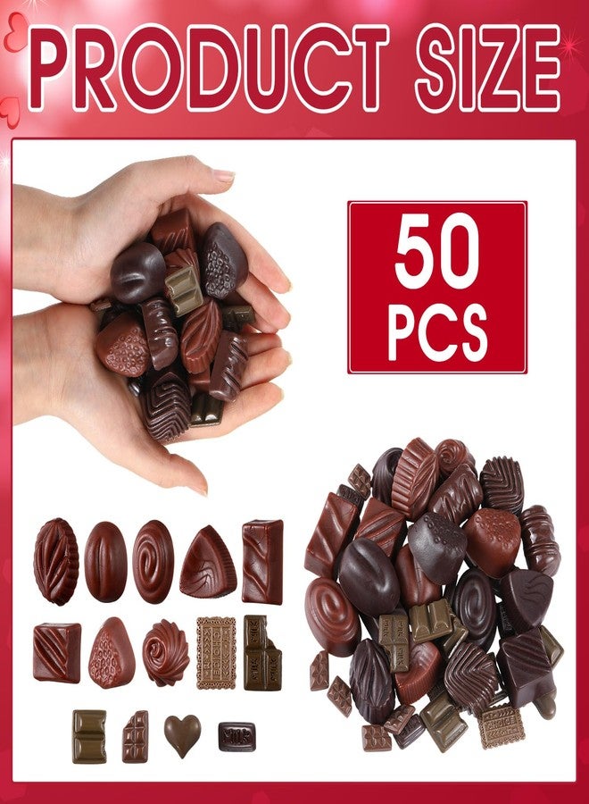Fiwochic 50 Pcs Fake Chocolate Bulk Mini Resin Chocolate Decorations Small Fake Candy Charms Tiny Cute Kawaii Artificial Sweet Candy Charm for DIY Crafts Making Gifts - Image 4