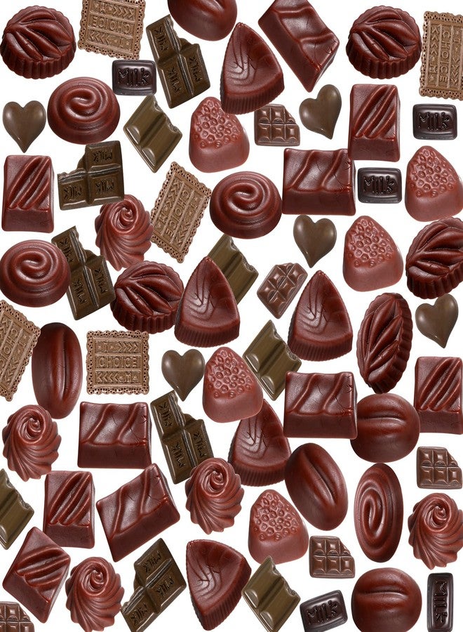 Fiwochic 50 Pcs Fake Chocolate Bulk Mini Resin Chocolate Decorations Small Fake Candy Charms Tiny Cute Kawaii Artificial Sweet Candy Charm for DIY Crafts Making Gifts - Image 1