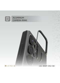 LEVELO S25 Ultra Magsafe Case Iris Pro Liquid Silicone Case / Built-In Stand / Impact-Resistant Corners / Metal Camera Ring /  Drop Protecting Magsafe Back Cover - Black  - Image 4