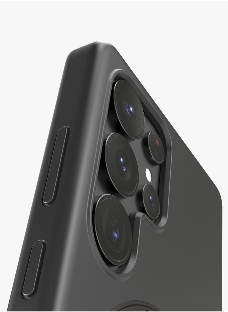 LEVELO - S25 Ultra Magsafe Case Iris Pro Liquid Silicone Case / Built-In Stand / Impact-Resistant Corners / Metal Camera Ring /  Drop Protecting Magsafe Back Cover - Black - Image 1