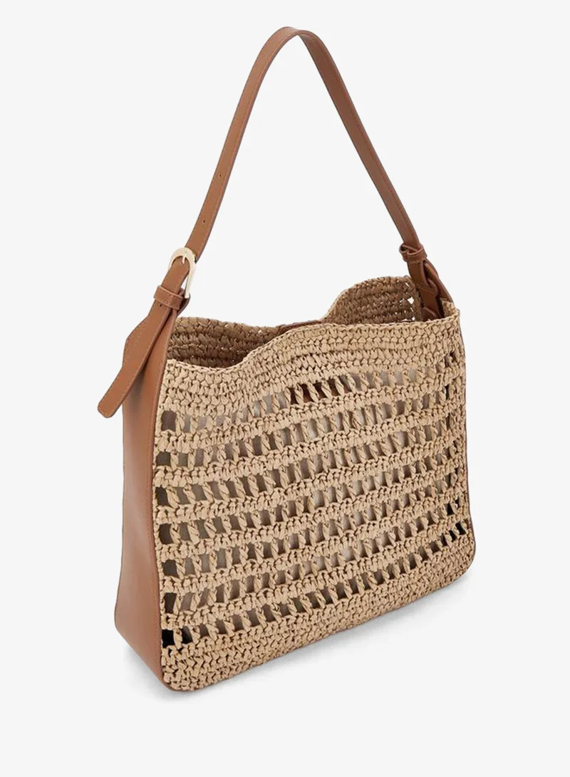 Celeste TAN Knitted Shoulder Bag With Pouch for Women | Best Price UAE