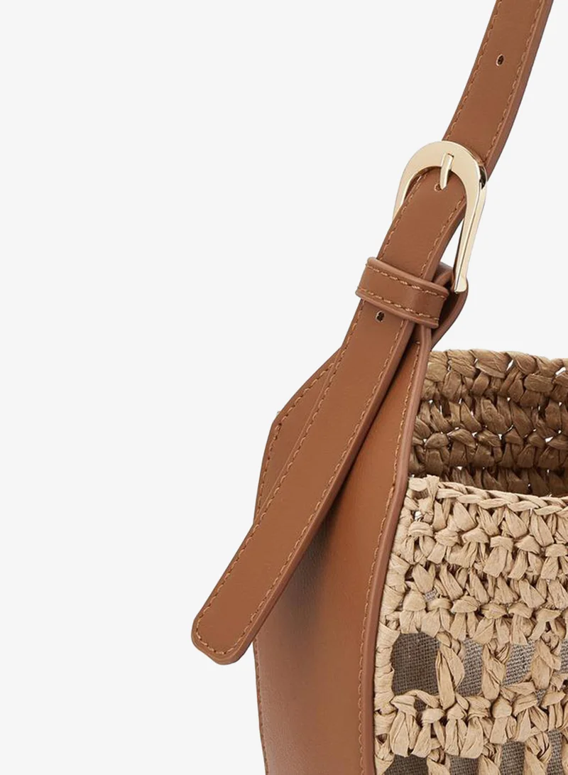 Celeste TAN Knitted Shoulder Bag With Pouch for Women | Best Price UAE