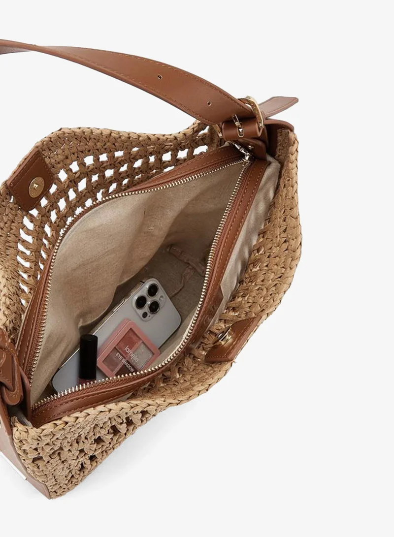 Celeste TAN Knitted Shoulder Bag With Pouch for Women | Best Price UAE