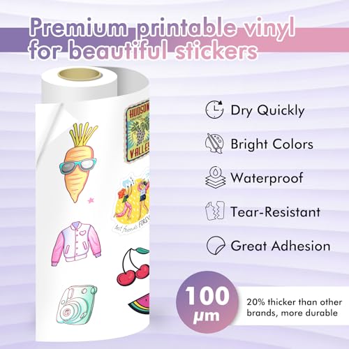 KOALA PAPER Koala Printable Vinyl Sticker Paper Roll for Inkjet Printers, 13 inch x 32.8 ft White Glossy Sticker Paper, Water-Resistant and Durable Sticker Printer Paper - Image 3