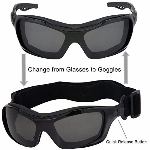 WYND Blocker Polarized Riding Sunglasses Extreme Sports Wrap Motorcycle Glasses (Black/PZ Smoke) - Image 4