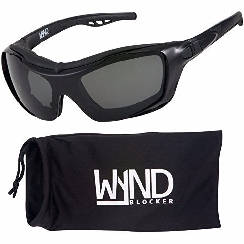 WYND Blocker Polarized Riding Sunglasses Extreme Sports Wrap Motorcycle Glasses (Black/PZ Smoke) - Image 1