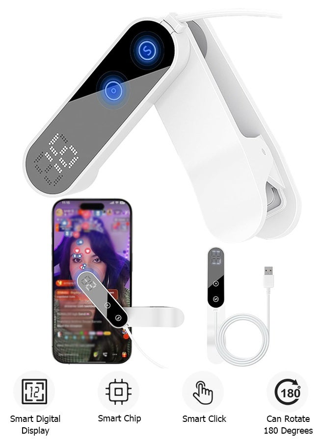 دبليو أف أف أو نقر أوتوماتيكي للهاتف الذكي - مع شاشة رقمية - سرعة قابلة للتعديل على شاشة الهاتف، التنصت التلقائي لتطبيقات آيفون آيباد، نقرة سريعة على شاشة TIK Tok، الألعاب، البث المباشر، الإعجابات، النقر المادي - واجهة USB عالمية - أبيض - Image 1