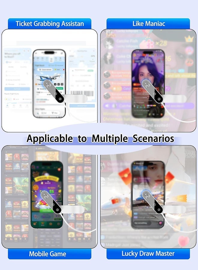 دبليو أف أف أو نقر أوتوماتيكي للهاتف الذكي - مع شاشة رقمية - سرعة قابلة للتعديل على شاشة الهاتف، التنصت التلقائي لتطبيقات آيفون آيباد، نقرة سريعة على شاشة TIK Tok، الألعاب، البث المباشر، الإعجابات، النقر المادي - واجهة USB عالمية - أبيض - Image 5