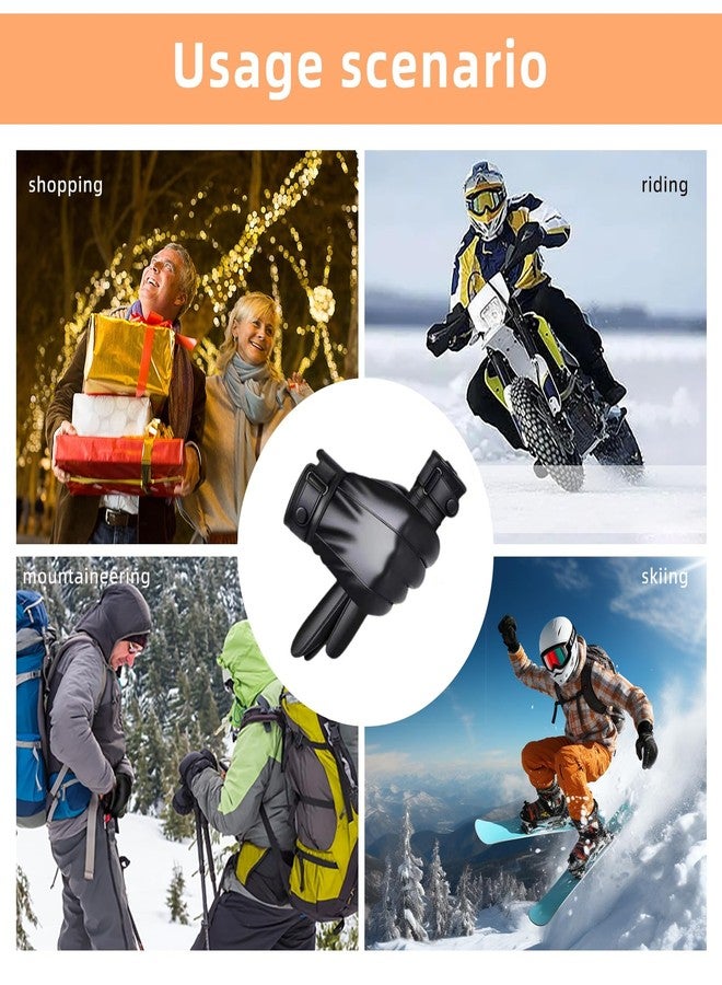 POONWEI Leather Gloves For Men,Winter Warm Touch Screen Motor Gloves,Soft Cashmere Lining-Christmas, Valentine's Day present(Black, Large) - Image 5