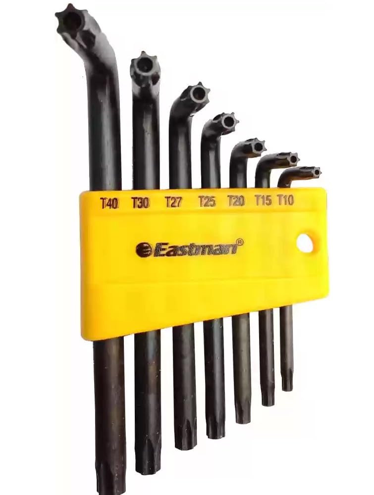 Eastman 7 Pcs Star Allen Keys Set Short Pattern Chrome Vanadium Steel Champhered Heads Black Finish Fully Heat Treated EAK2407H