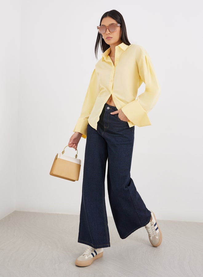 Styli Yellow Oversized Button-Down Shirt for Women - Image 3