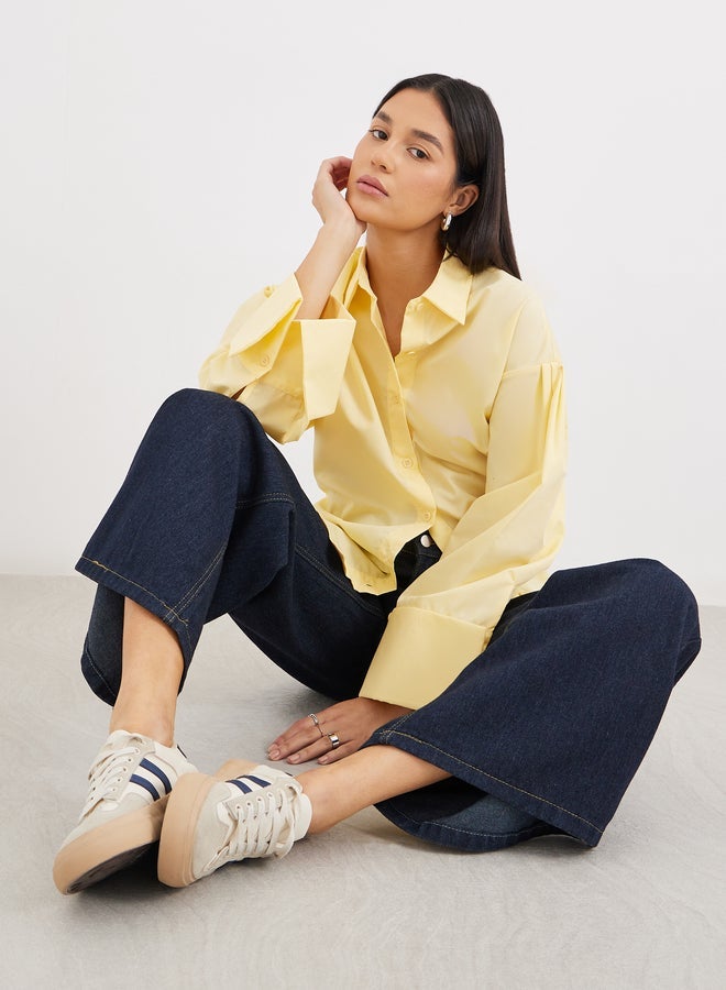 Styli Yellow Oversized Button-Down Shirt for Women - Image 2