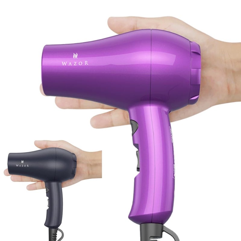 Wazor Mini Lightweight Hair Dryer for Pour Painting & RV Compact Travel Blow Dryer for Kids 1000W Ionic Dryer with Concentrator, Cool Shot Button - Image 1