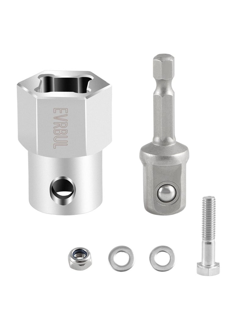 General Stainless Steel Crank Wireless Drill Adapter | 1/2 Inch Plug Adapter Drill Bits | Includes Washers, Bolts, Nuts, and Plug Adapters (Silver)  - Image 1