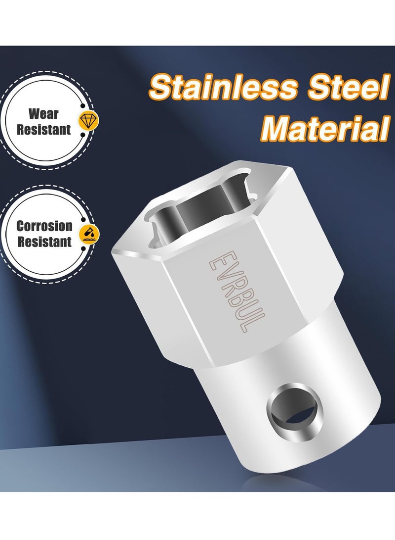 General Stainless Steel Crank Wireless Drill Adapter | 1/2 Inch Plug Adapter Drill Bits | Includes Washers, Bolts, Nuts, and Plug Adapters (Silver)  - Image 2