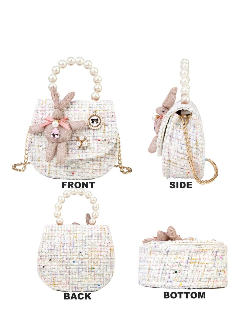 حقيبة يد صغيرة للفتيات الصغيرات على شكل تاج جميل وحقيبة يد متقاطعة بمقبض من اللؤلؤ وحقيبة كتف صغيرة للفتيات الصغيرات - Image 4